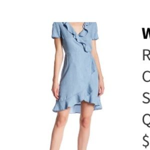 Ruffle denim wrap dress